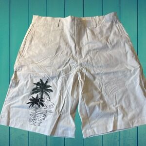 Hardaddy Men's Beige Palm Tree L Zipper Shorts NWT In Package Beach Golf Classic